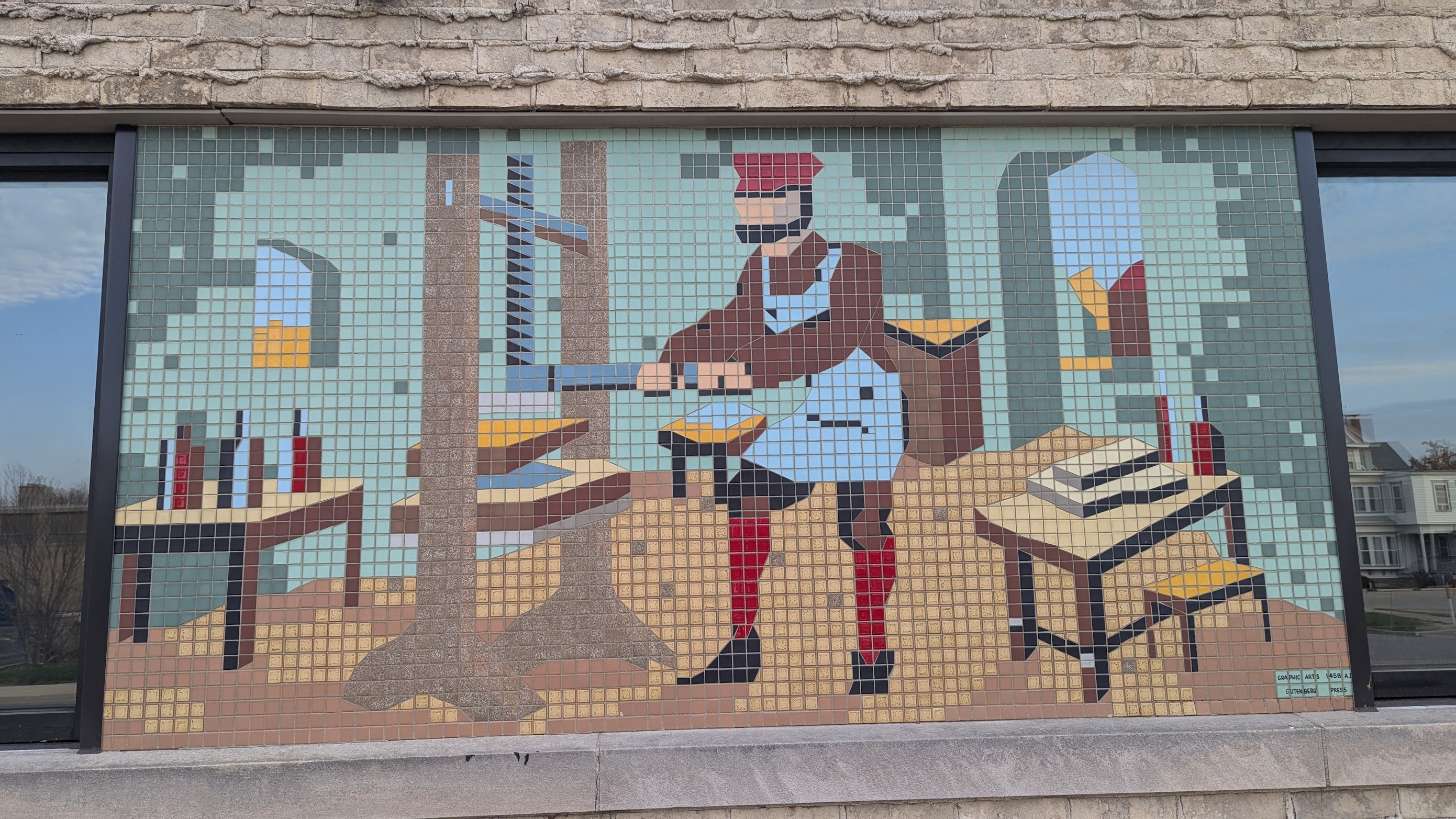 a mosaic of a Gutenberg press