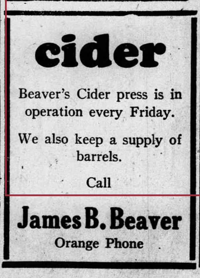 an ad from 1926 selling cider, where the headline is just 'cider' in lowercase Cooper Black