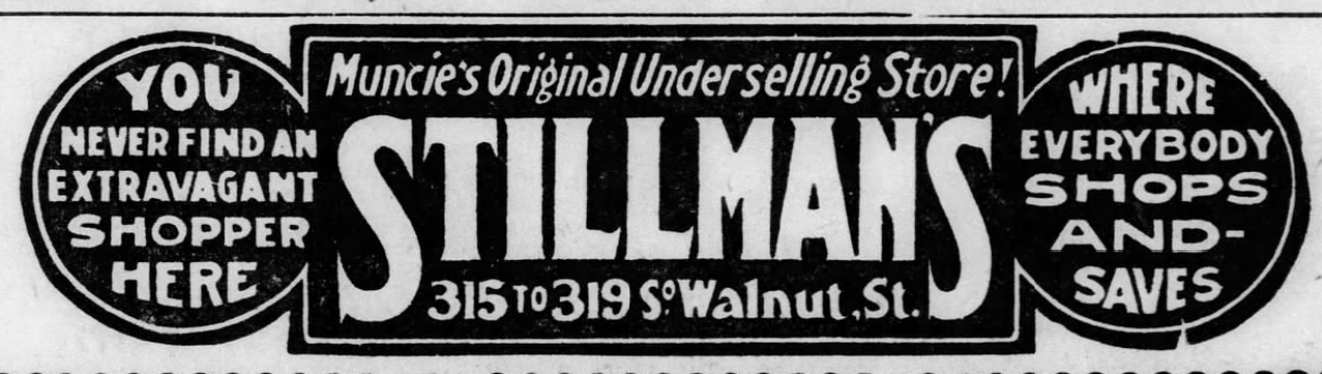 a vintage newspaper ad for Stillman's 'Muncie's Original Underselling Store' 