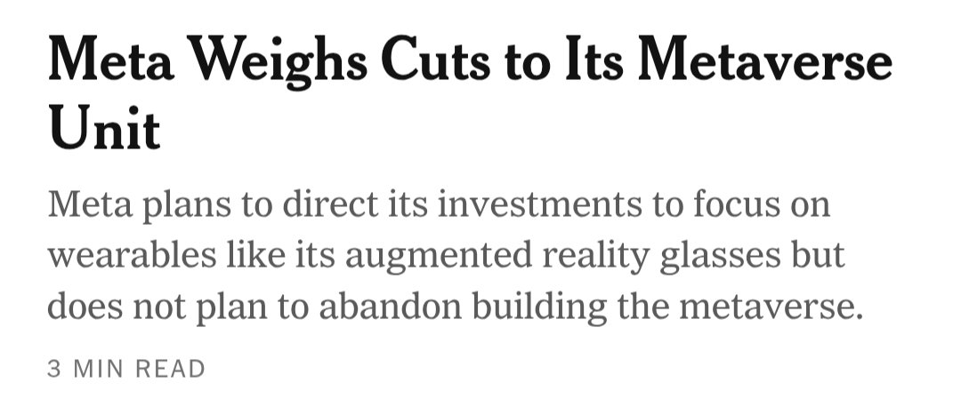 Meta Weighs Cuts to Its Metaverse Unit