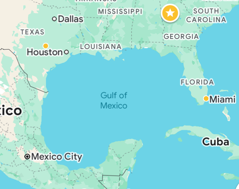 A screen grab of Google maps that displays the Gulf of Mexico, still with that name.