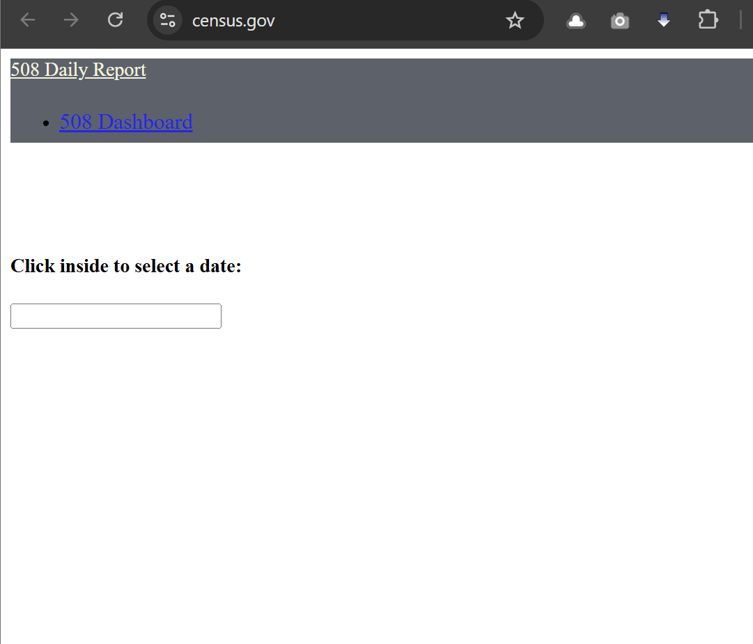 screenshot of census.gov returning a 508 error