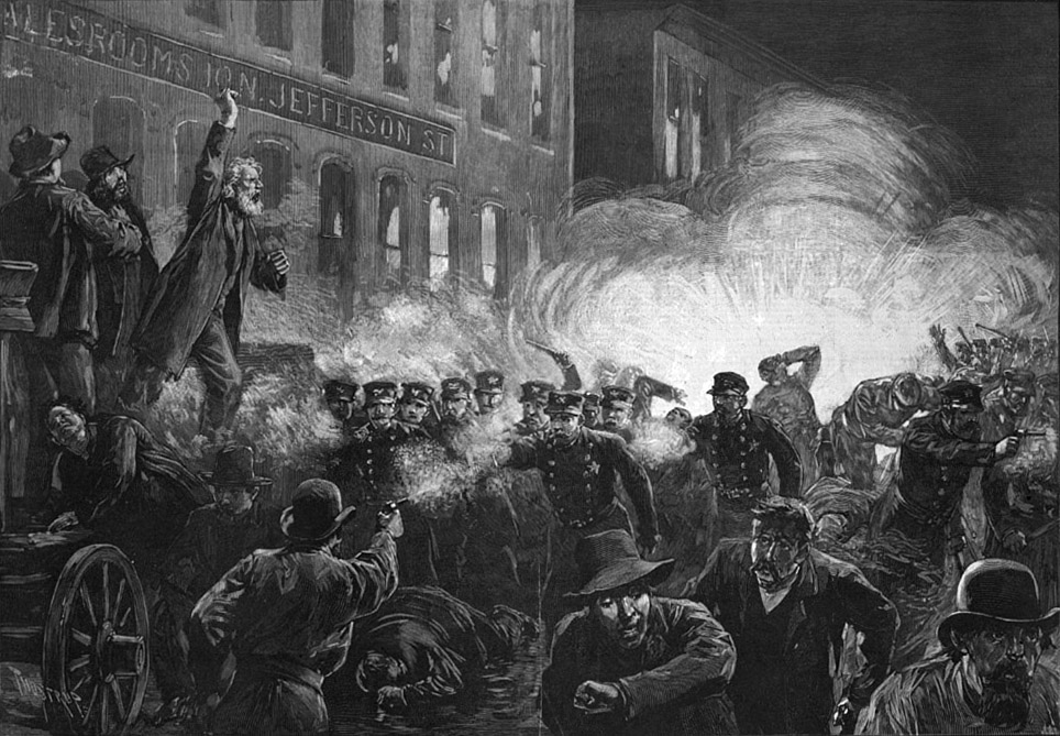 an illustration of the May Day originally published in Harpers Weekly in 1886